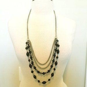 Long black beaded necklace